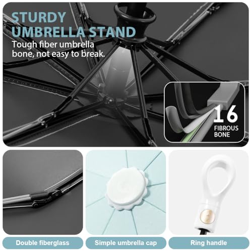 PALAY® Compact Umbrella for Sun Rain Protection Auto Open Close Travel Folding with Flower Charm Strap Black Tape UV 8 Dual Ribs Anti-Slip Rubber Handle Outdoor Commute 2PCS PALAY® Compact Umbrella for Sun Rain Protection Auto Open Close Travel Folding with Flower Charm Strap Black Tape UV 8 Dual Ribs Anti-Slip Rubber Handle Outdoor Commute 2PCS
